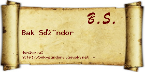 Bak Sándor névjegykártya