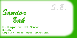 sandor bak business card