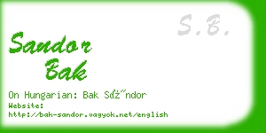 sandor bak business card